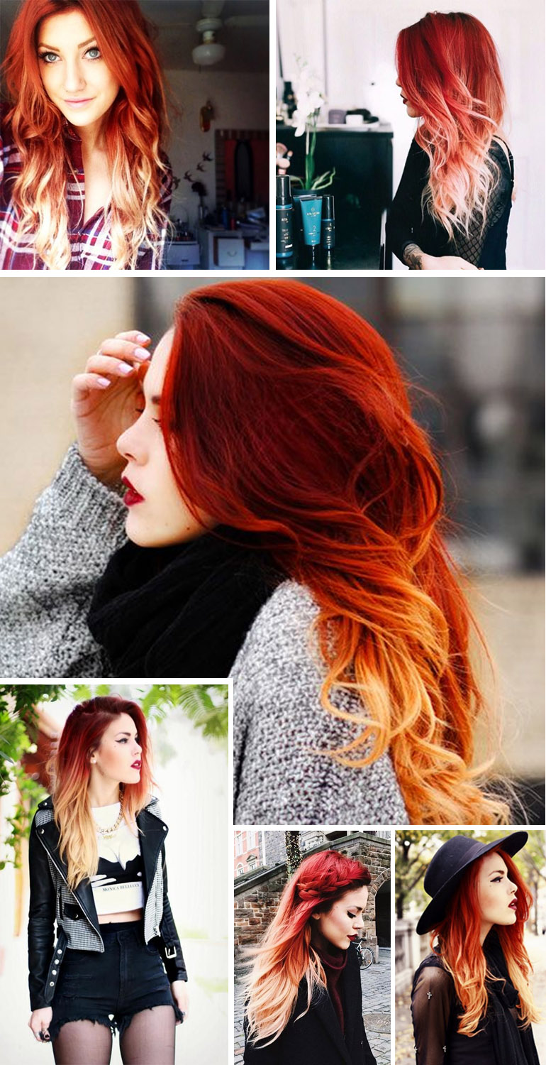 Red to blonde ombre